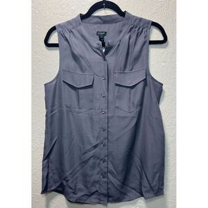 J. Crew Womens Charcoal Gray Sleeveless‎ Blouse Size 10 Pockets #29